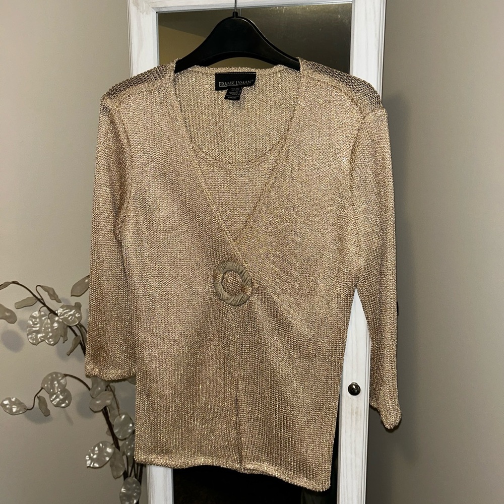 💜Frank Lyman Designer Gold Knit Sweater